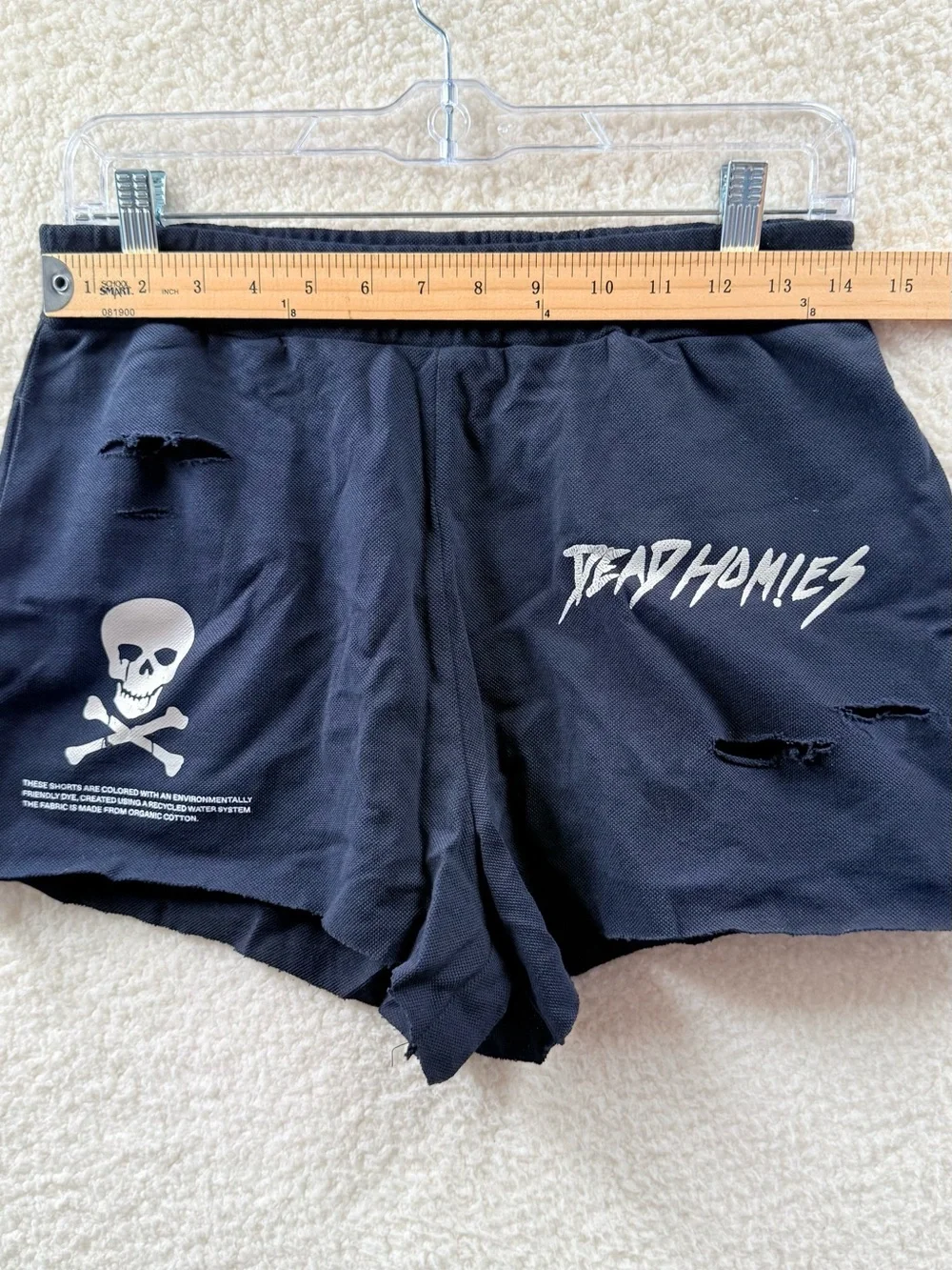 Pangaia Black Skull graphic Distressed short 100% Cotton Size M